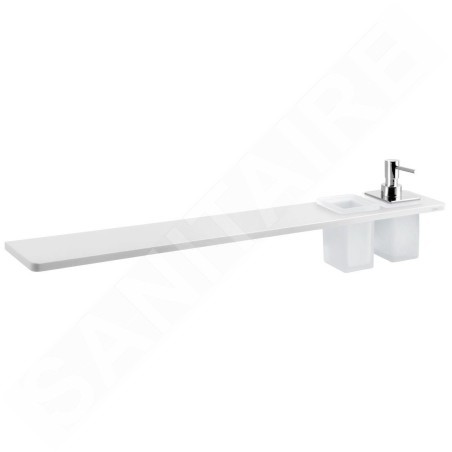Sapho Abeline - Étagère avec distributeur et verre, 80 cm, blanc mat/chrome AE802-0101-02