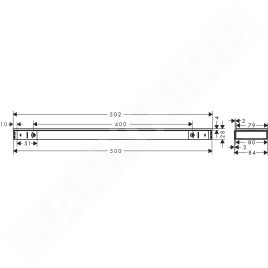 Hansgrohe Rainfinity - Etagère, longueur 50 cm, chrome noir brossé 26844340