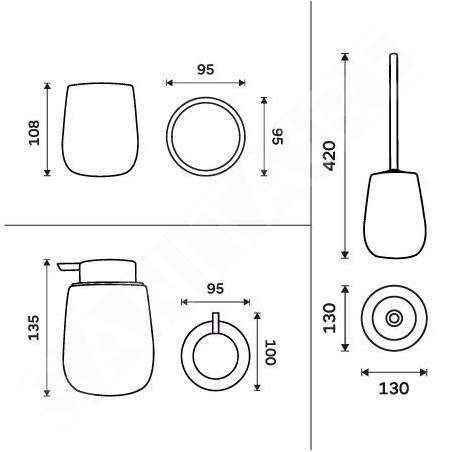 Nimco Tabo - Ensemble d'accessoires de salle de bains, noir TA SET-90