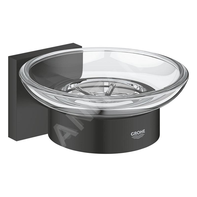 Grohe QuickFix Start Cube - Porte-savon avec support, verre/noir mat 410962430