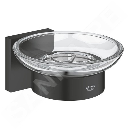 Grohe QuickFix Start Cube - Porte-savon avec support, verre/noir mat 410962430