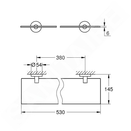Grohe QuickFix Start - Étagère, longueur 53 mm, verre/noir mat 412022430