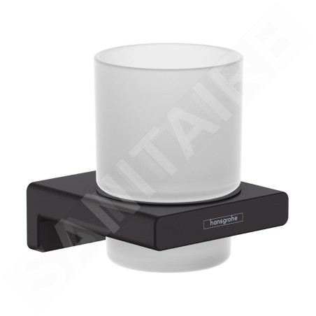 Hansgrohe AddStoris - Porte-verre pour brosse à dents et dentrifrice avec support, verre mat / noir mat 41749670