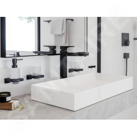 Hansgrohe AddStoris - Porte-verre pour brosse à dents et dentrifrice avec support, verre mat / noir mat 41749670