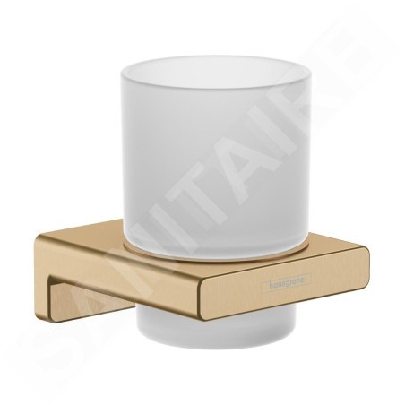 Hansgrohe AddStoris - Porte-verre pour brosse à dents et dentrifrice avec support, verre mat / bronze brossé 41749140