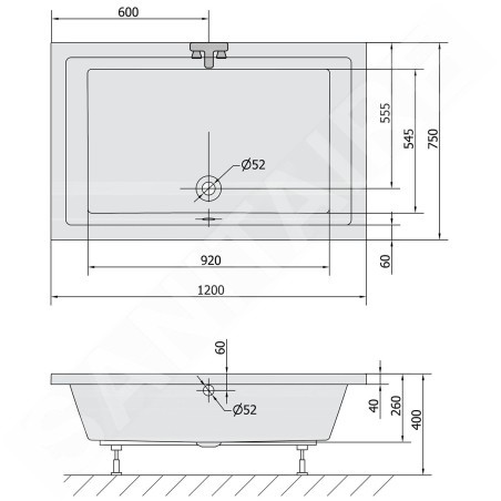 Polysan Deep - Receveur de douche profond avec construction, 1200x750x260 mm, blanc 78796