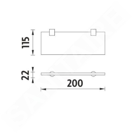 Nimco Bormo - Étagère, longueur 200 mm, verre mat/ chrome BR 11091B-20-26