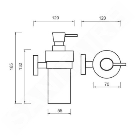 Nimco Unix - Distributeur de savon avec support, céramique/noir mat UNC 13031KN-T-90