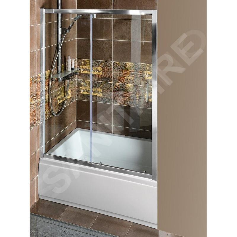 Polysan Deep - Porte de douche coulissante, 2 battants, 1100 mm, aluminium brillant/verre clair MD1116