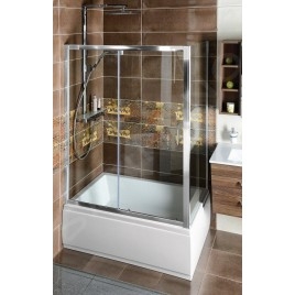 Polysan Deep - Porte de douche coulissante, 2 battants, 1100 mm, aluminium brillant/verre clair MD1116