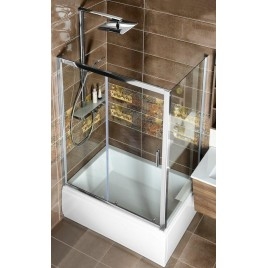 Polysan Deep - Porte de douche coulissante, 2 battants, 1100 mm, aluminium brillant/verre clair MD1116
