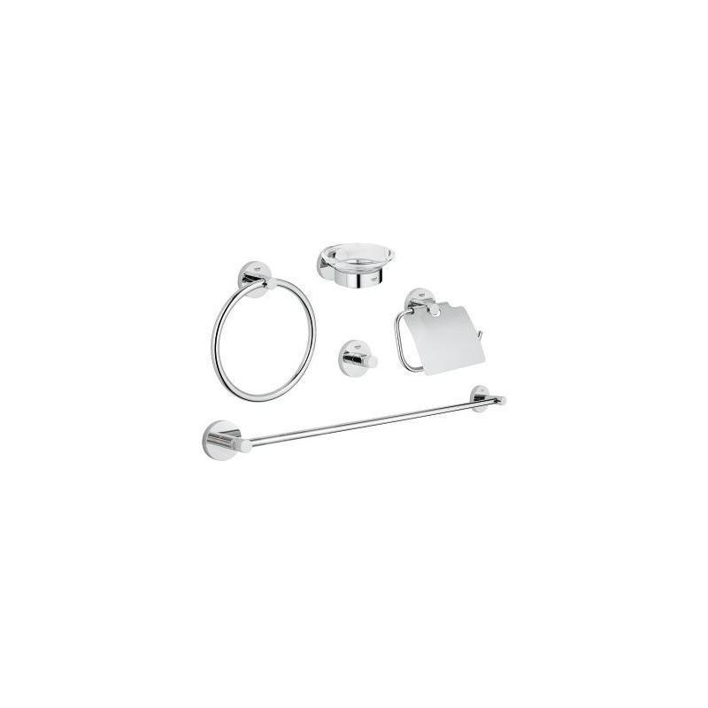 Grohe Essentials - Ensemble d’accessoires pour salle de bains 5 en 1, chrome 40344001