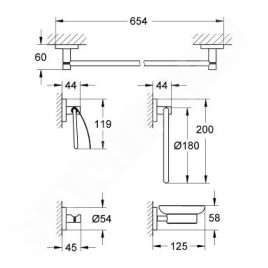 Grohe Essentials - Ensemble d’accessoires pour salle de bains 5 en 1, chrome 40344001