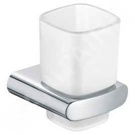 Keuco Elegance - Gobelet brosse à dent et dentifrice avec support, verre dépoli/chrome 11650019000