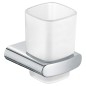Keuco Elegance - Gobelet brosse à dent et dentifrice avec support, verre dépoli/chrome 11650019000