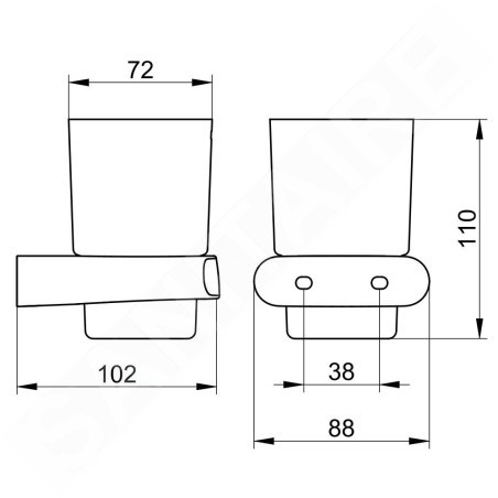Keuco Elegance - Gobelet brosse à dent et dentifrice avec support, verre dépoli/chrome 11650019000