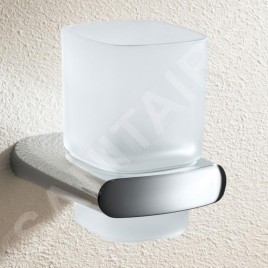 Keuco Elegance - Gobelet brosse à dent et dentifrice avec support, verre dépoli/chrome 11650019000