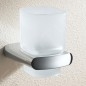 Keuco Elegance - Gobelet brosse à dent et dentifrice avec support, verre dépoli/chrome 11650019000