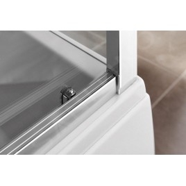 Polysan Deep - Porte de douche coulissante, 2 battants, 1100 mm, aluminium brillant/verre clair MD1116