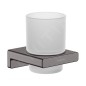 Hansgrohe AddStoris - Porte-verre pour brosse à dents et dentrifrice avec support, verre mat / chrome noir brossé 41749340
