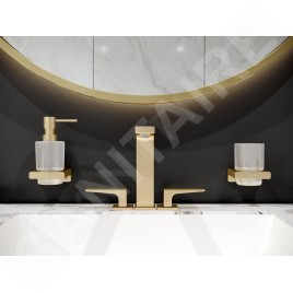 Hansgrohe AddStoris - Porte-verre pour brosse à dents et dentrifrice avec support, verre mat / aspect d'or poli 41749990
