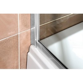 Polysan Deep - Porte de douche coulissante, 2 battants, 1100 mm, aluminium brillant/verre clair MD1116