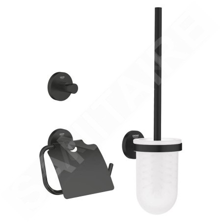 Grohe QuickFix Start - Set d'accessoires de toilette 3 en 1, noir mat 412042430