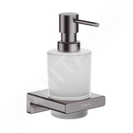 Hansgrohe AddStoris - Distributeur de savon avec support, verre mat / chrome noir brossé 41745340