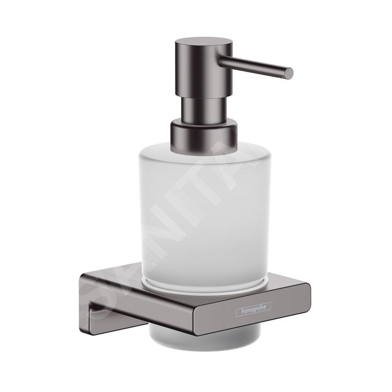 Hansgrohe AddStoris - Distributeur de savon avec support, verre mat / chrome noir brossé 41745340