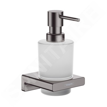 Hansgrohe AddStoris - Distributeur de savon avec support, verre mat / chrome noir brossé 41745340