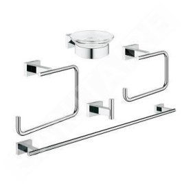 Grohe Essentials Cube - Ensemble d’accessoires pour salle de bains 5 en 1, chrome 40758001