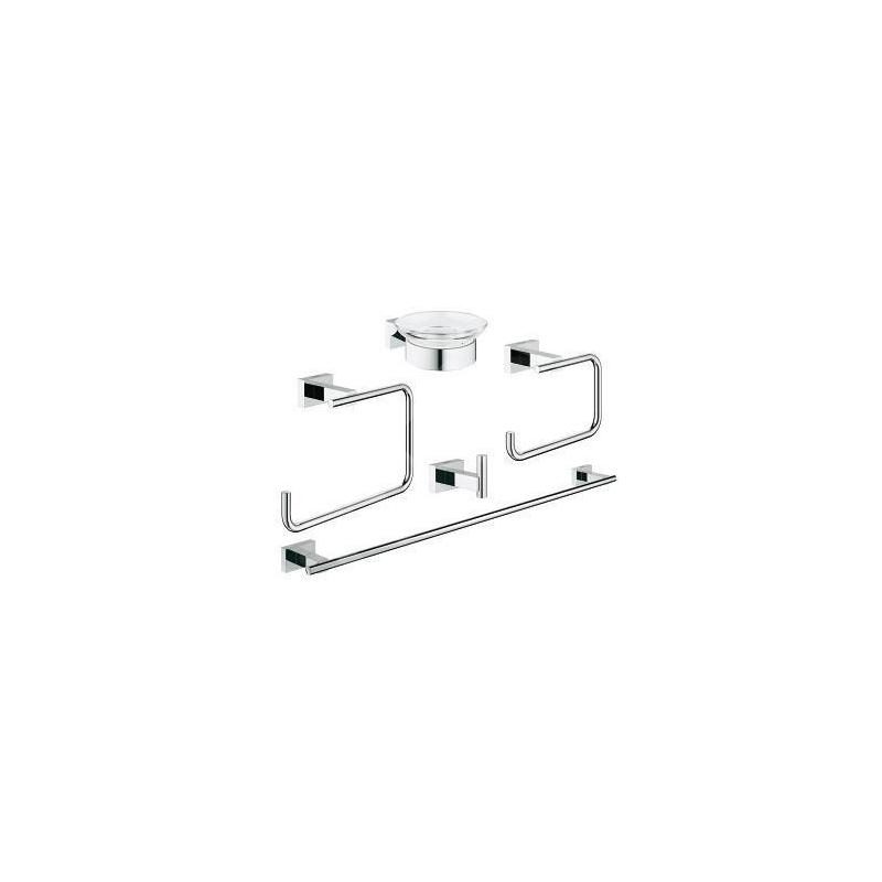 Grohe Essentials Cube - Ensemble d’accessoires pour salle de bains 5 en 1, chrome 40758001 Grohe Essentials Cube - Ensemble d’accessoires pour salle de bains 5 en 1, chrome 40758001