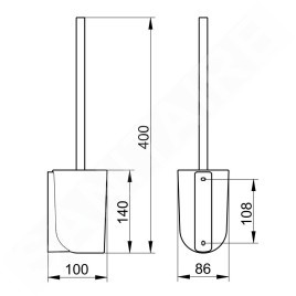 Keuco Elegance - Brosse de toilette avec support, verre dépoli/chrome 11669019000