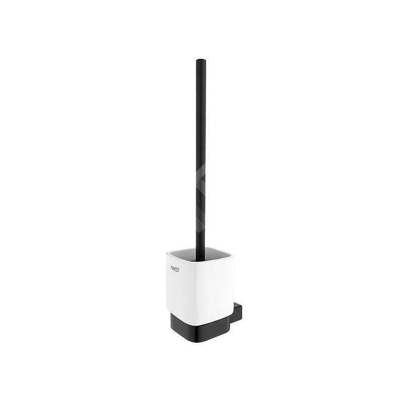 Nimco Kibo - Brosse WC murale avec support, céramique blanche / noir mat Ki-14094KN-90