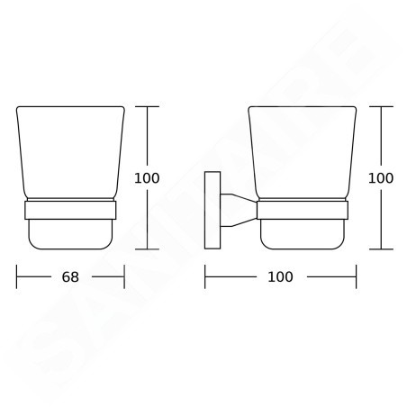 Aqualine Samba - Porte-verre avec verre, chrome/verre dépoli SB104