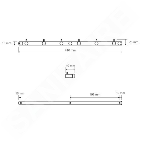 Sapho X-Round - Crochet de serviette avec 6 crochets, chrome XR206