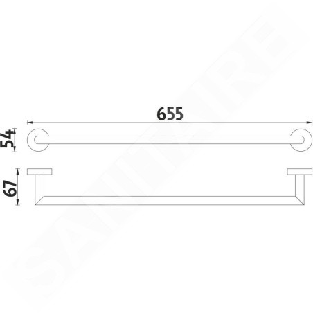 Nimco Unix - Porte-serviettes, longueur 650 mm, chrome UN 13061A-26