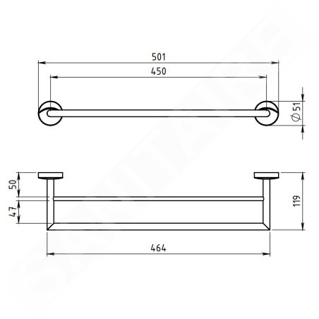 Novaservis Metalia 11 - Double porte-serviettes 500 mm, chrome 0124,0