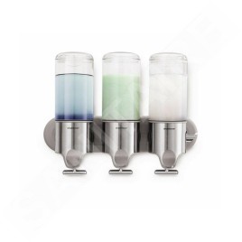 Simplehuman Accessoires de salle de bains - Distributeur de savon, shampooing et conditionneur, 3x 444 ml, inox brossé BT1029