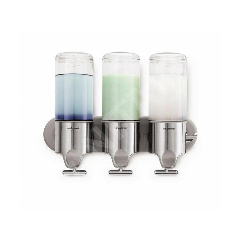 Simplehuman Accessoires de salle de bains - Distributeur de savon, shampooing et conditionneur, 3x 444 ml, inox brossé BT1029