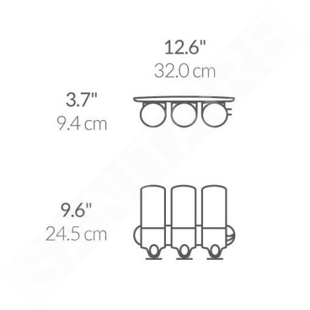 Simplehuman Accessoires de salle de bains - Distributeur de savon, shampooing et conditionneur, 3x 444 ml, inox brossé BT1029