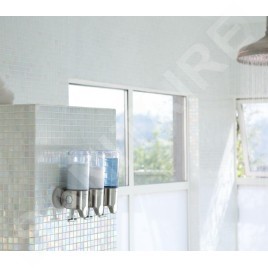 Simplehuman Accessoires de salle de bains - Distributeur de savon, shampooing et conditionneur, 3x 444 ml, inox brossé BT1029
