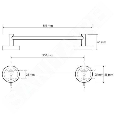 Sapho X-Round - Porte-serviettes, longueur 350 mm, chrome XR406