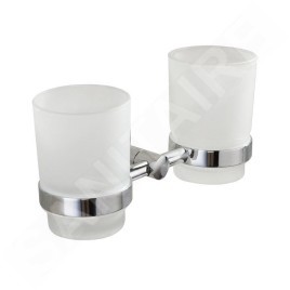 Aqualine Samba - Porte-verre double, chrome/verre lait SB105