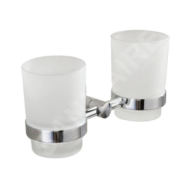 Aqualine Samba - Porte-verre double, chrome/verre lait SB105