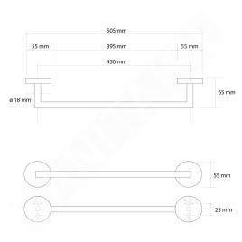 Sapho X-Round - Porte-serviettes, longueur : 51 mm, doré XR402GB