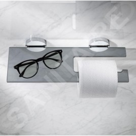 Keuco Edition 90 - Porte-papier toilette avec étagère, chrome/verre fumé 19073018000