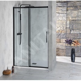 Polysan Altis Line - Porte de douche, 2 battants, 1270-1310 cm, noir mat/verre clair AL4012B