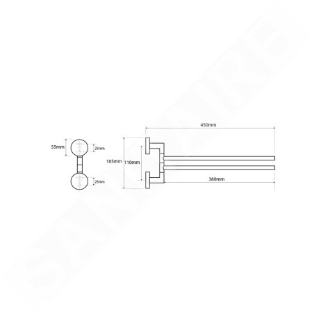 Sapho X-Round - Porte-serviettes rotatif, longeur 450 mm, chrome XR403