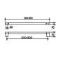 Keuco Plan - Porte-serviettes, longueur 650 mm, noir mat 14901370600